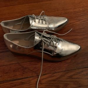 Never worn silver oxfords